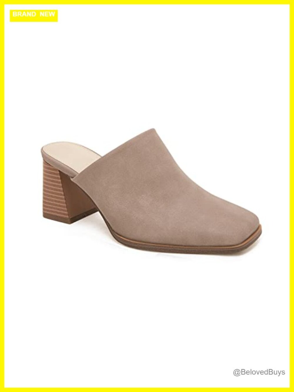 Faux Leather Stacked Heel Square Toe Slip On Mules Clogs